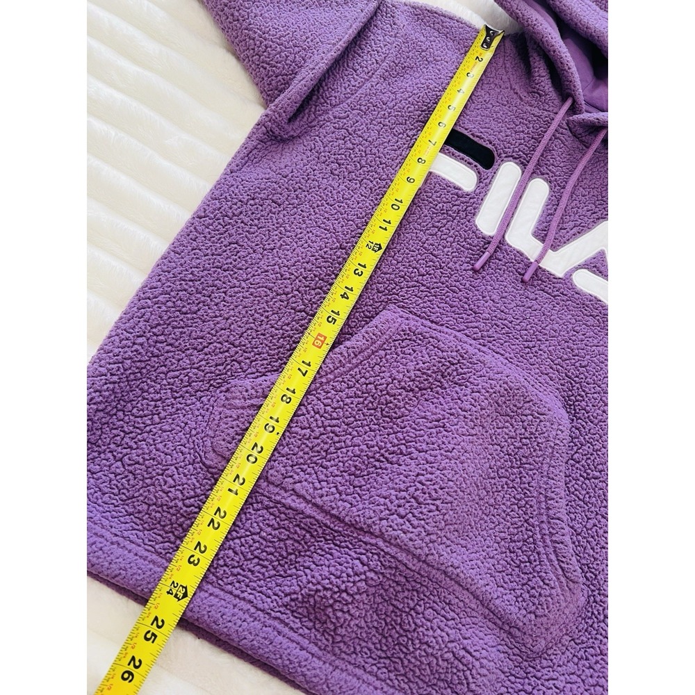 FILA Womens Sporty Athletic Purple Sherpa Hoodie Jacket Pullover Relaxed Fit "S" - Picture 6 of 6